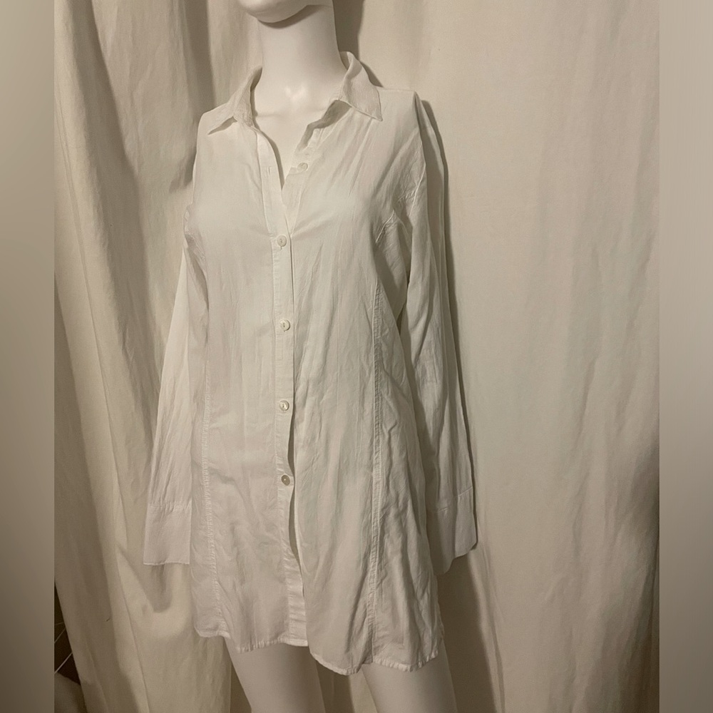 Tommy Bahama White Tunic or Shirt Dress with Corset Ties on Back Size Small